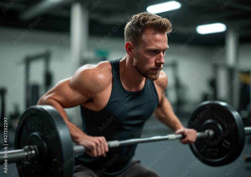 Man Lifting Heavy Dumbbell in Gym