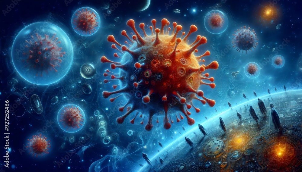 Obraz premium Visual Representation of Monkeypox Virus (Herpes Zoster) Infection