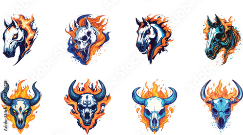 animal head vector with burning fire