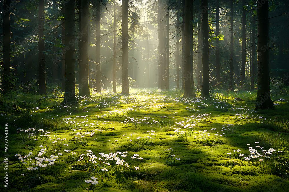 Obraz premium sun rays in the forest