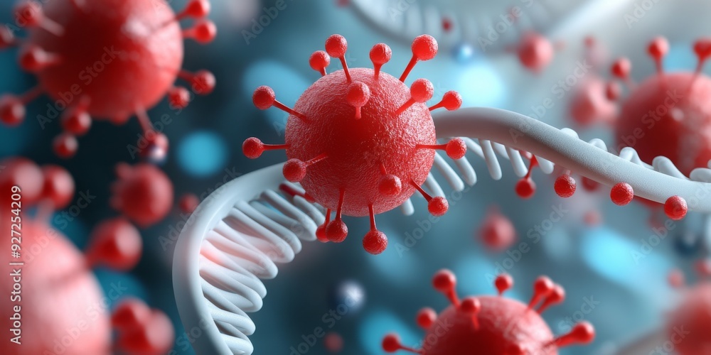 3D Rendering of DNA Helix and Virus 3D Rendering of DNA Helix and Virus