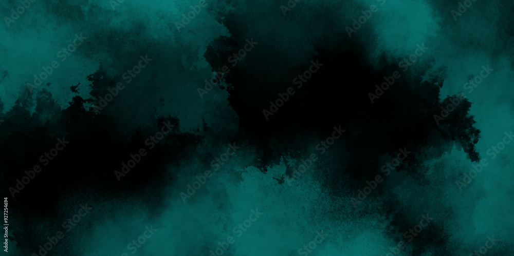 Obraz premium abstract cloud and vapor texture background. Black and teal smoke aquarelle smudge illustration smooth grungy smokey light pastel colors ink glow. Teal color powder explosion . 
