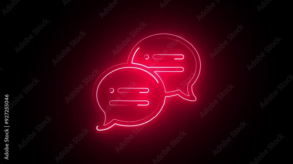 Message icon animation. Glowing looping icon text bubble neon effect, Speech bubble in glowing neon light. Led light talking bubble. Message icon animation. Glowing looping icon text bubble neon effect, Speech bubble in glowing neon light. Led light talking bubble.