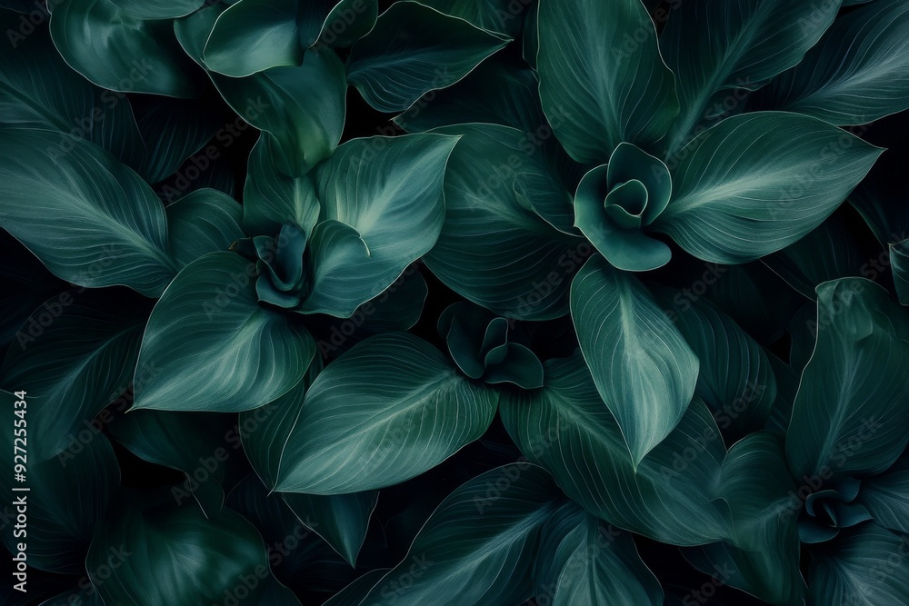 Dark Green Leaves of Exotic Succulent Plants Creating a Rich Tropical Foliage Background for Nature Concept Banner, High-Resolution and Detailed Presentation Dark Green Leaves of Exotic Succulent Plants Creating a Rich Tropical Foliage Background for Nature Concept Banner, High-Resolution and Detailed Presentation