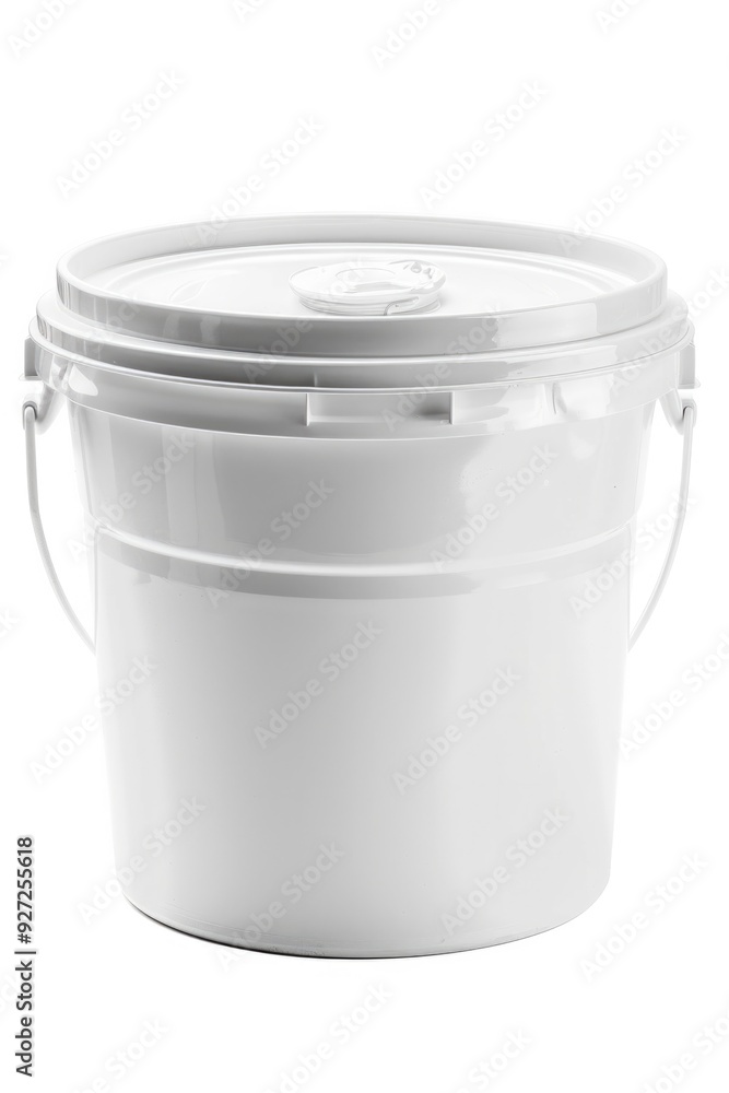 White Bucket. 5 Gallon Paint Container in Plastic Isolated Design White Bucket. 5 Gallon Paint Container in Plastic Isolated Design