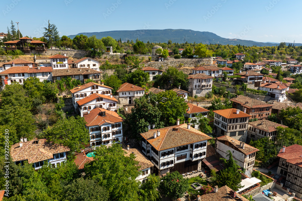 Traditional Ottoman Houses in Safranbolu. Safranbolu UNESCO World Heritage Site. Old wooden mansions turkish architecture. Safranbolu landscape view. Traditional Ottoman Houses in Safranbolu. Safranbolu UNESCO World Heritage Site. Old wooden mansions turkish architecture. Safranbolu landscape view.