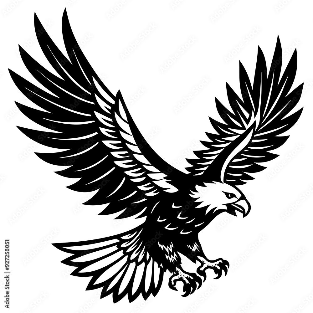 Eagle flying icon silhouette illustration with white background Eagle flying icon silhouette illustration with white background