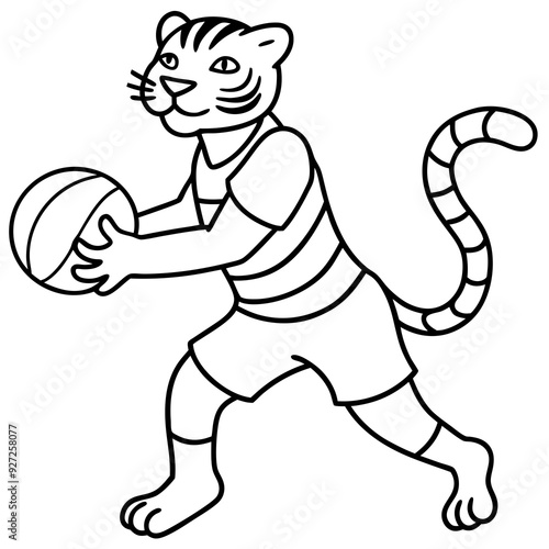 tiger playing basketball