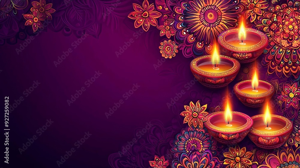Indian Dewali Decorations Candles A vibrant Diwali pattern with decorative mandalas Indian Dewali Decorations Candles A vibrant Diwali pattern with decorative mandalas