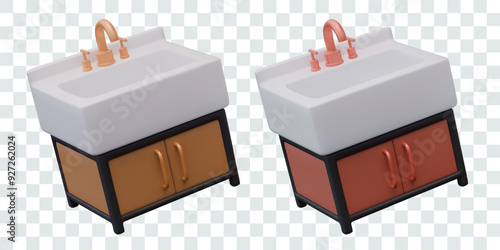 Washbasin with large sink and cabinet. Furniture and bathroom fittings