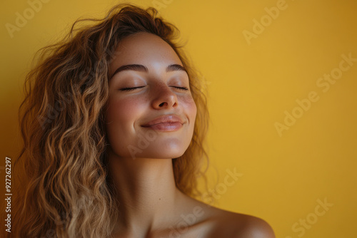 Wallpaper Mural A close up of a woman's face with her eyes closed and long blond hair Torontodigital.ca