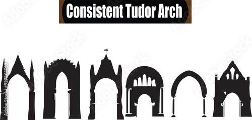 Consistent Tudor Arch Outline Silhouette Graphics Collection