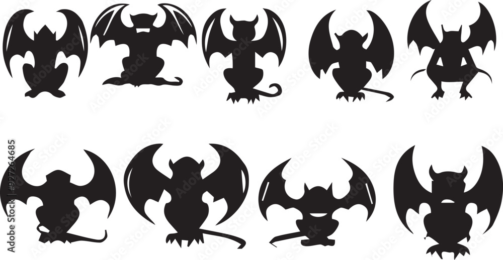 Obraz premium Devil Silhouette Artistic Elements in Black