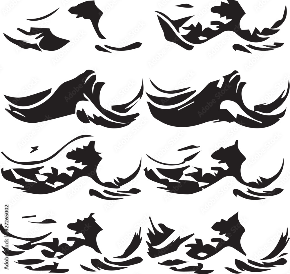 Fototapeta premium Wave Versatile Black Silhouette Vector Series