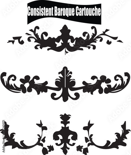 Classical Baroque Cartouche Elegant Silhouette Vector Illustrations