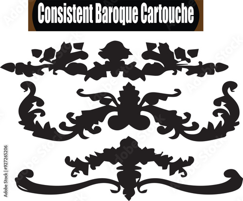 Classical Baroque Cartouche Abstract Silhouette Vector Graphics Pack