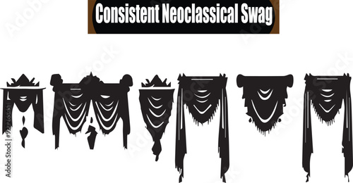 Consistent Neoclassical swag Artistic Silhouette Elements in Black