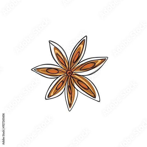 Fototapeta Naklejka Na Ścianę i Meble -  Single Chinese star anise seed freehand sketch template for autumn sticker