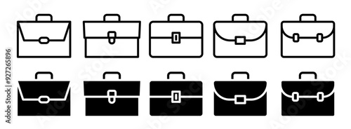 Briefcase icon set. job bag vector icon set. professional work brief case sign. suitcase baggage pictogram.