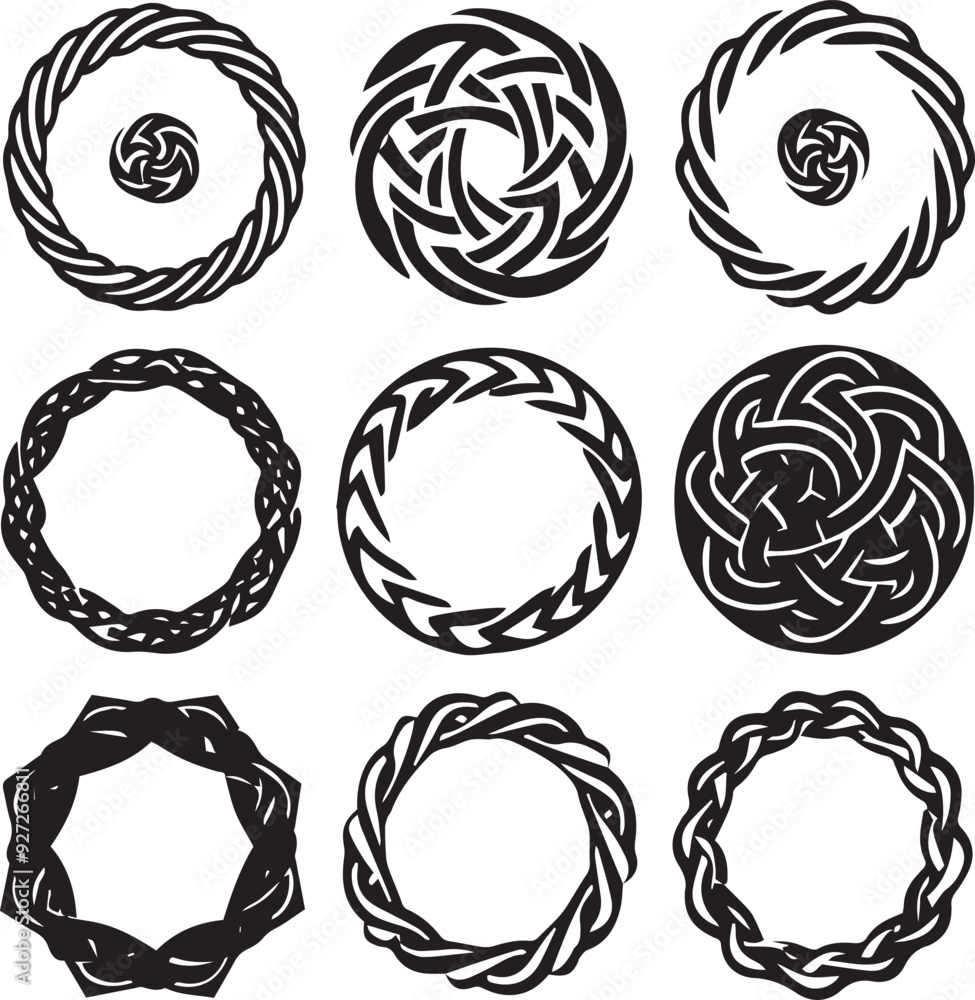 Fototapeta premium Flat Black Silhouette Vector Art Bundle