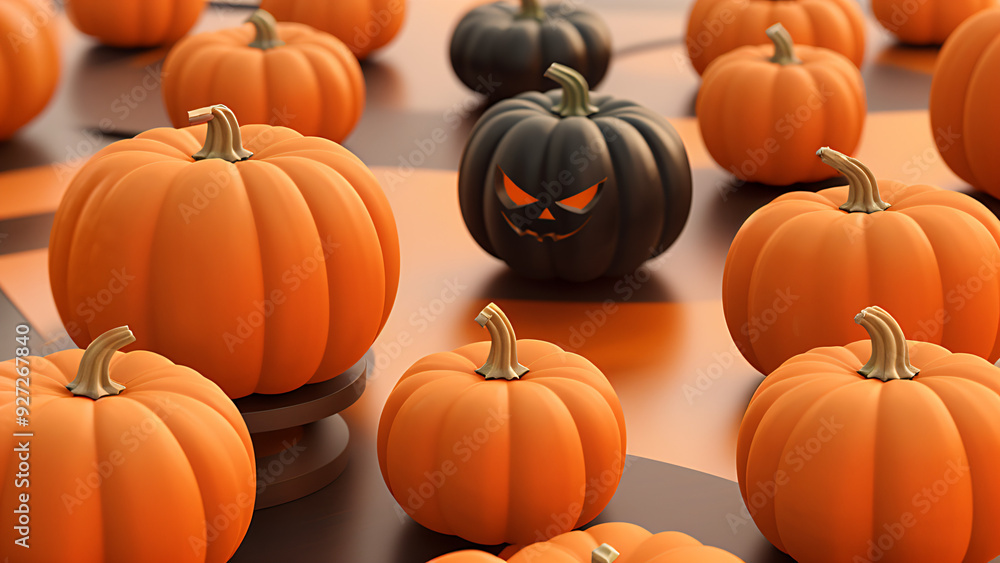 a dark pumpkin in the group of orange pumpkins a dark pumpkin in the group of orange pumpkins