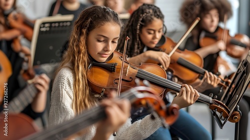 Wallpaper Mural Students Learning Various Instruments in Music Class Torontodigital.ca