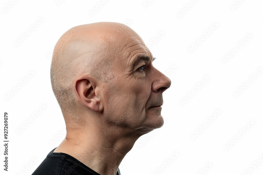 Fototapeta premium Portrait of mature man with bald head, cancer therapy