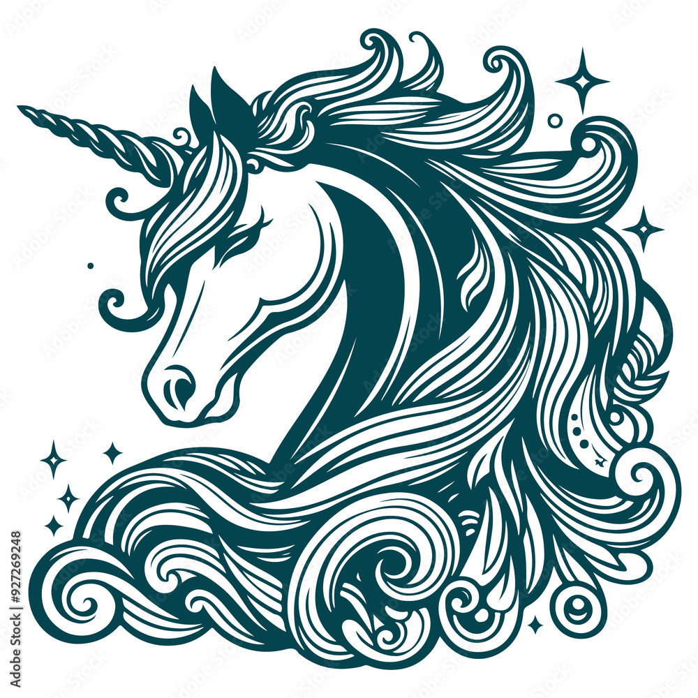 vector line art design of unicorn horse design for coloring book vector line art design of unicorn horse design for coloring book