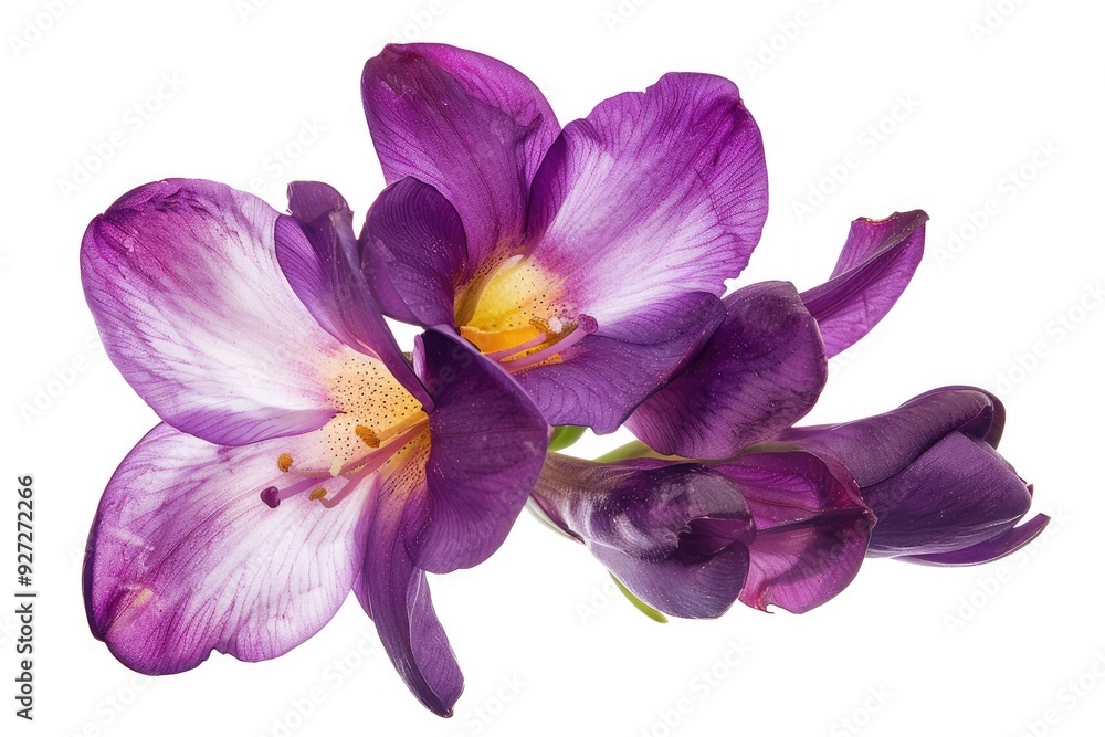 Beautiful purple freesia on white background Beautiful purple freesia on white background