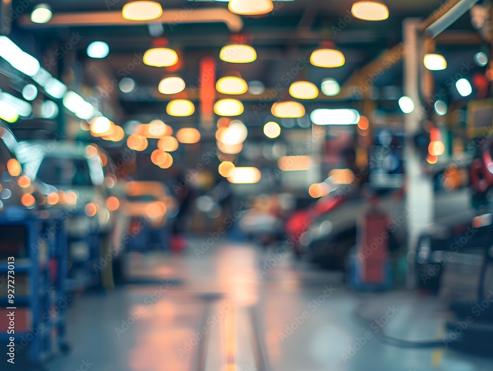 Blurred auto body shop background Blurred auto body shop background