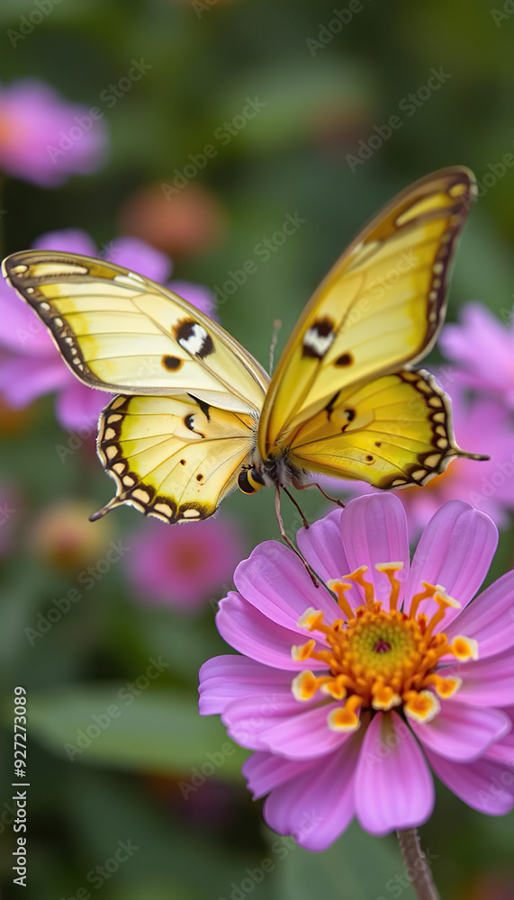 A butterfly is sitting on a yellow flower A butterfly is sitting on a yellow flower