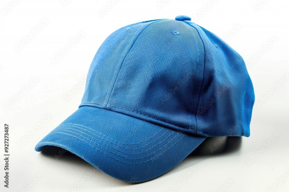 Blue baseball hat on white background sun protection Blue baseball hat on white background sun protection
