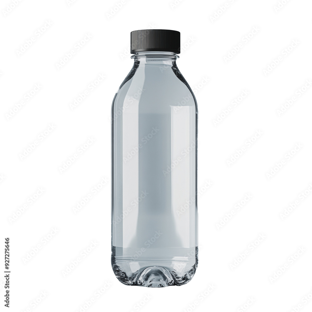 PNG Clear plastic water bottle with black cap PNG Clear plastic water bottle with black cap