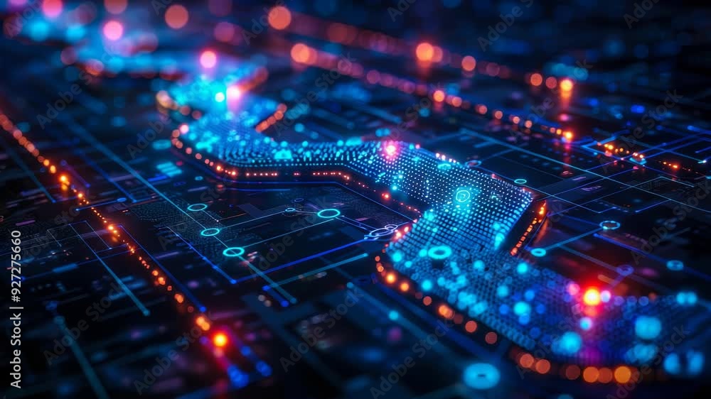 Digital Transformation Roadmap with Milestones: Integrating Technology into Traditional Business Models at Night in a Futuristic Setting Digital Transformation Roadmap with Milestones: Integrating Technology into Traditional Business Models at Night in a Futuristic Setting
