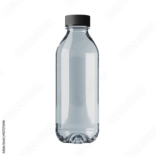 PNG Clear plastic water bottle with black cap