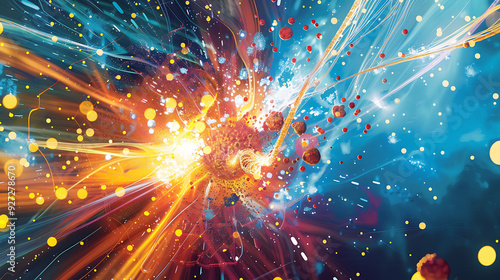 Conceptual image of Higgs bosons being discovered in a large particle collider photo