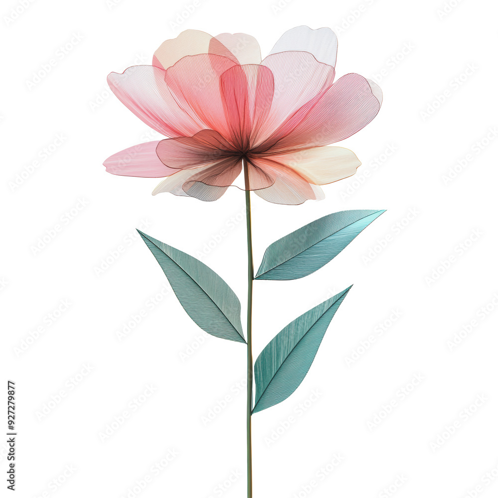 PNG Beautiful layered flower with green leaves PNG Beautiful layered flower with green leaves