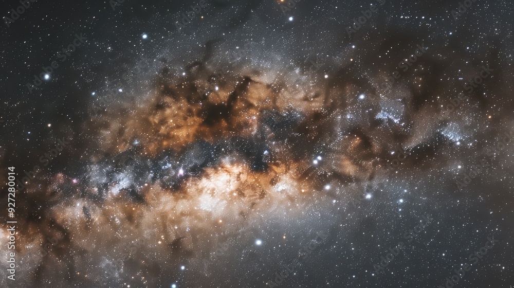 A starry sky with a large cloud of dust and gas A starry sky with a large cloud of dust and gas