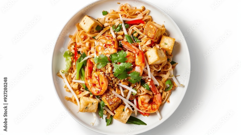 A plate of food with shrimp and vegetables A plate of food with shrimp and vegetables