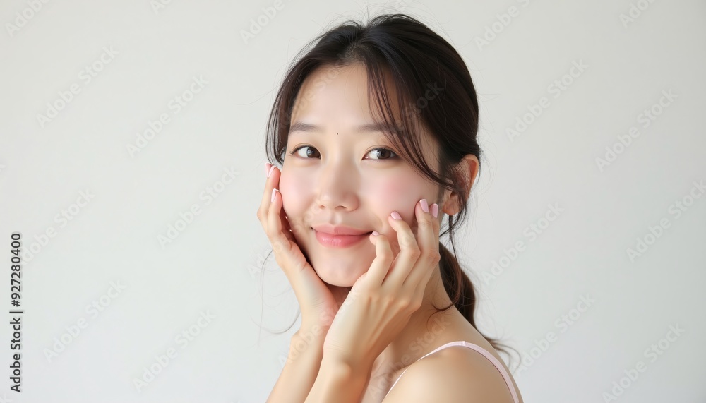 Portrait of a Japanese Woman in a Pose, Isolated on a Clean Background, Ideal for Beauty Product Promotion Portrait of a Japanese Woman in a Pose, Isolated on a Clean Background, Ideal for Beauty Product Promotion
