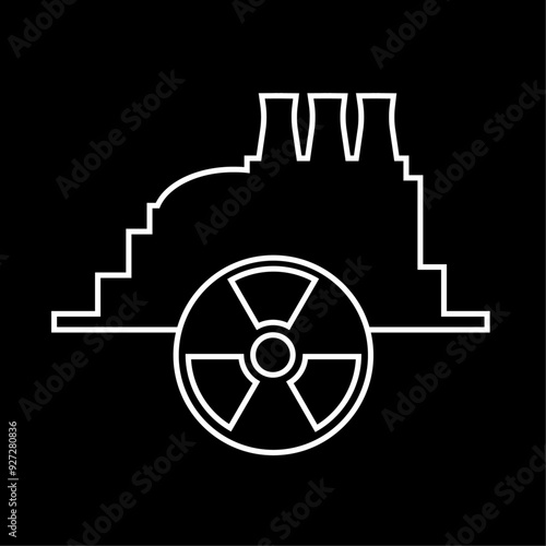 Nuclear power station line icon. Vector Illustration