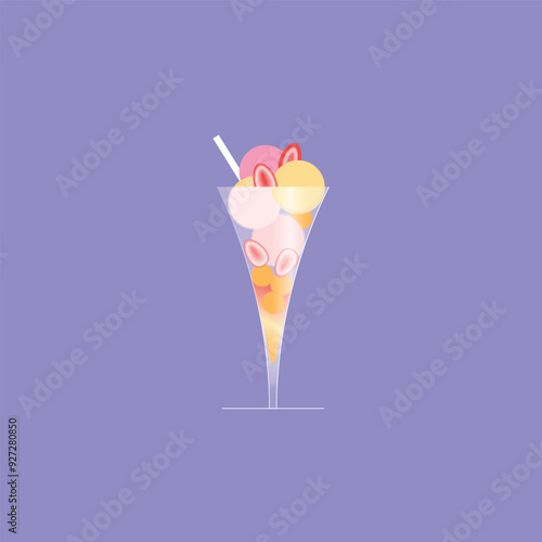 Illustration of soft cream, shaved ice, ice cream, Summer cold food vector illustration.
