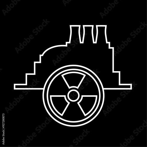 Nuclear power station line icon. Vector Illustration