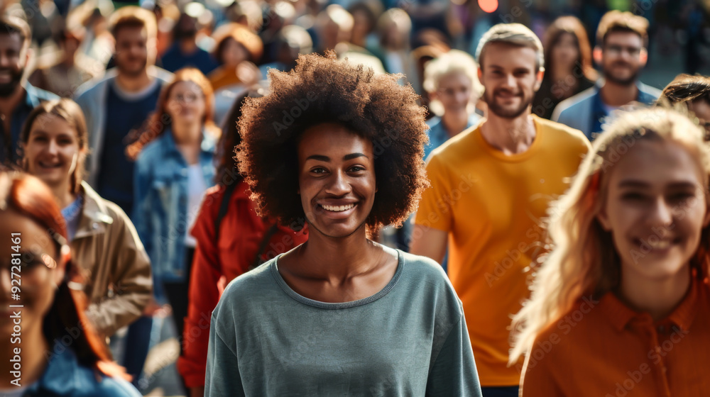 Top view of a crowd of multiracial people walking down the street. A large number of happy people crowd outdoors. Lifestyle. Top view of a crowd of multiracial people walking down the street. A large number of happy people crowd outdoors. Lifestyle.