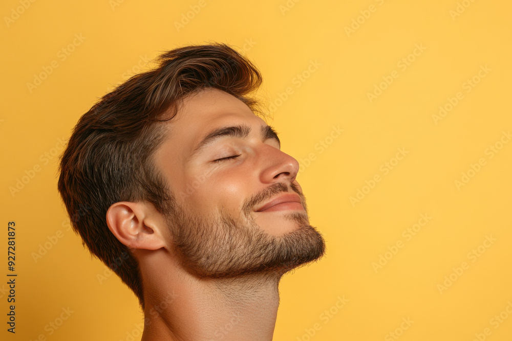 A close up of a man's face with her eyes closed A close up of a man's face with her eyes closed