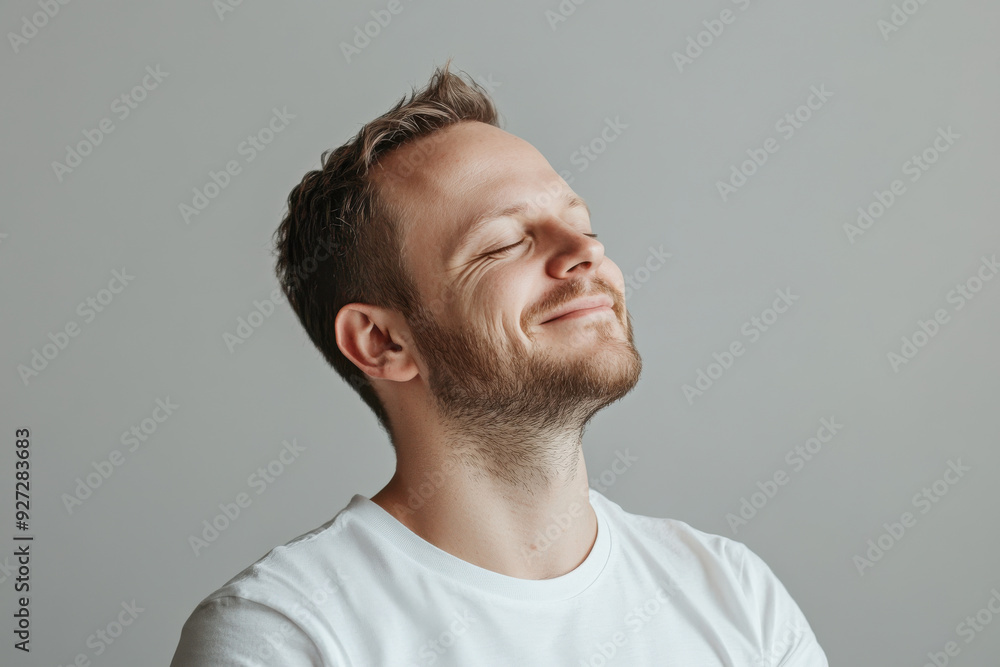 A close up of a man's face with her eyes closed A close up of a man's face with her eyes closed