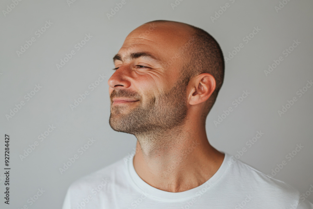 Obraz premium A close up of a man's face with her eyes closed