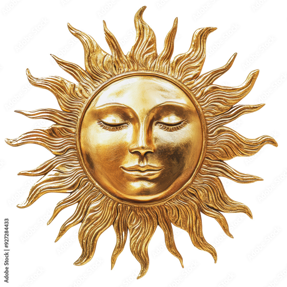 PNG Decorative golden sun face wall art design PNG Decorative golden sun face wall art design
