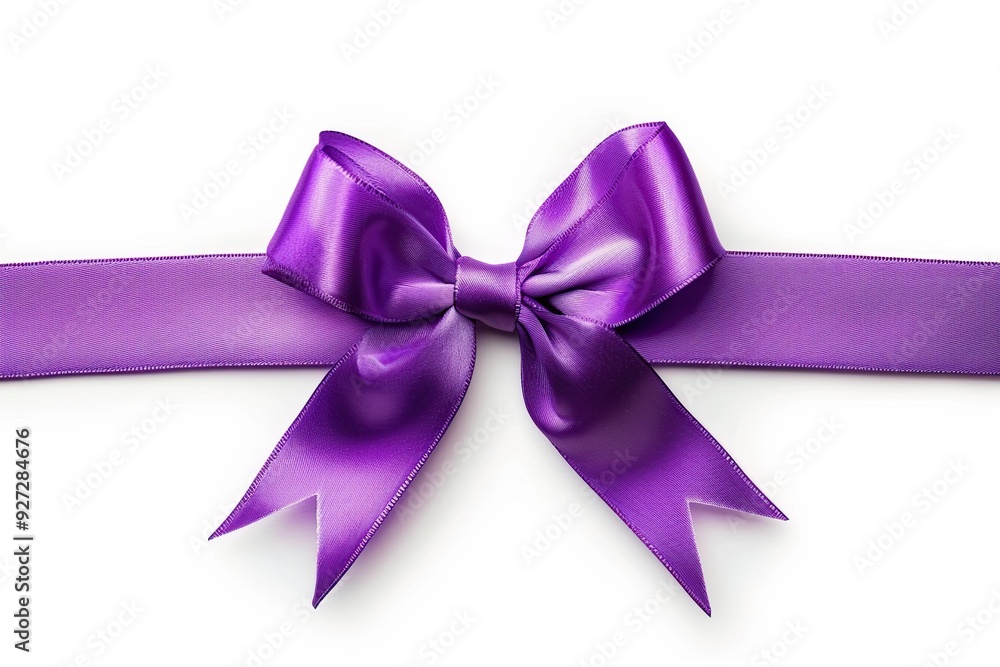 Purple satin ribbon bow on white background Purple satin ribbon bow on white background