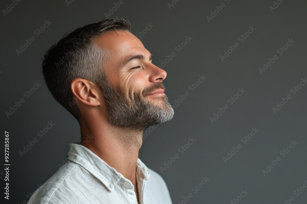 Obraz premium A close up of a man's face with her eyes closed